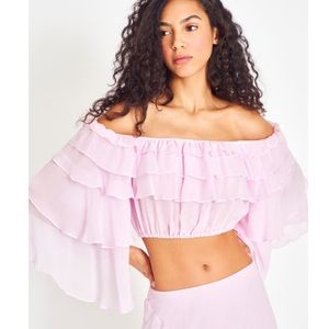LoveShackFancy “Alby Ultra Crop Top”, Size XS, Soft Iris Brand New, Never Worn